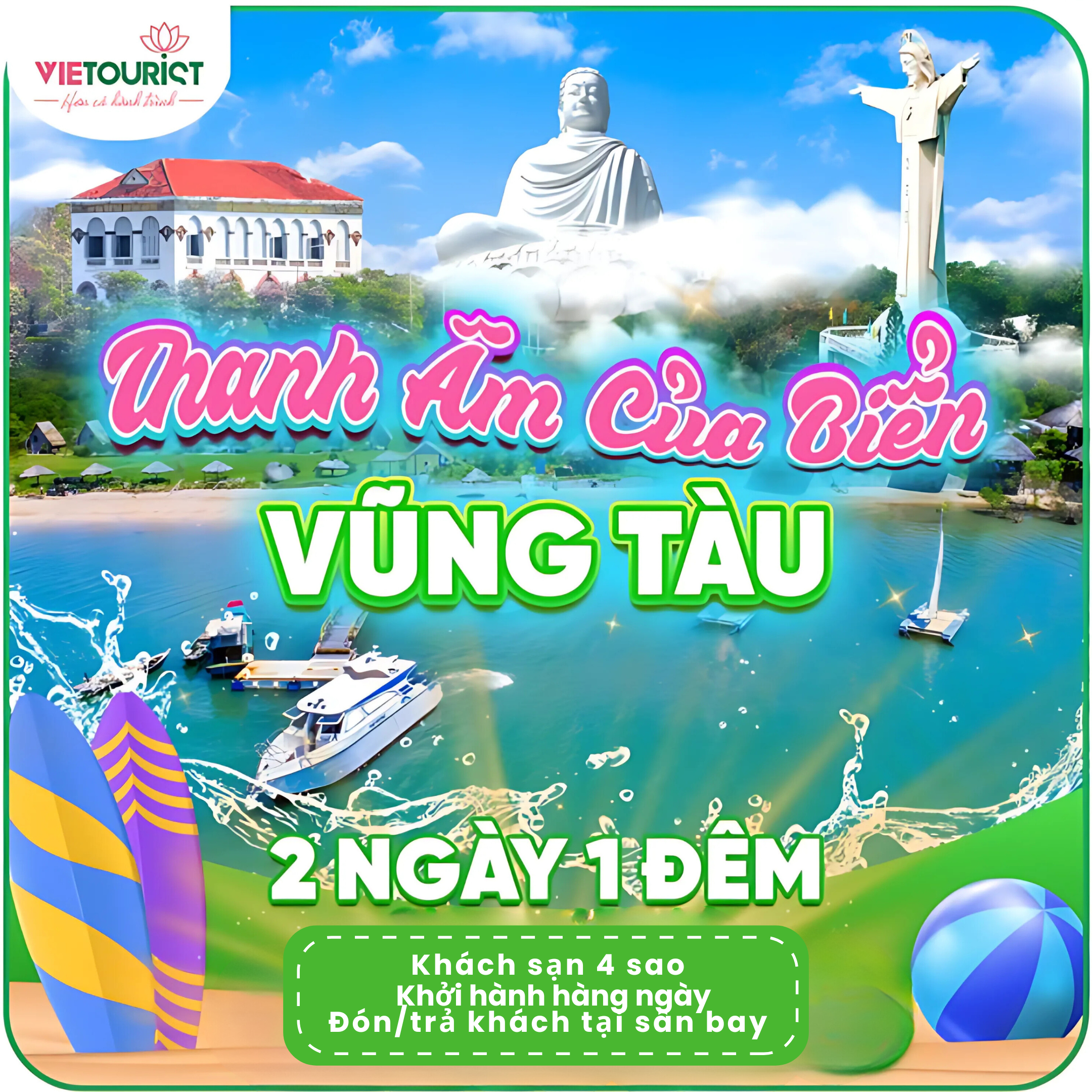 TOUR DU LỊCH VŨNG TÀU: BẠCH DINH - THÍCH CA PHẬT ĐÀI - TƯỢNG CHÚA KITO